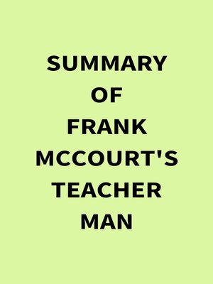 cover image of Summary of Frank McCourt's Teacher Man